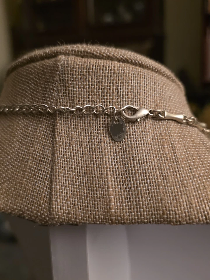 Vintage Genuine Amber Necklace, Silver Plated 15" w/ 3" Extender, Eye-Catching - Image 4 of 4