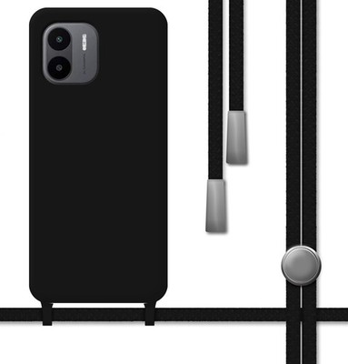 Flüssige Silikonhülle Mit Schnur Kompatibel Mit Xiaomi Redmi A2 In Schwarz