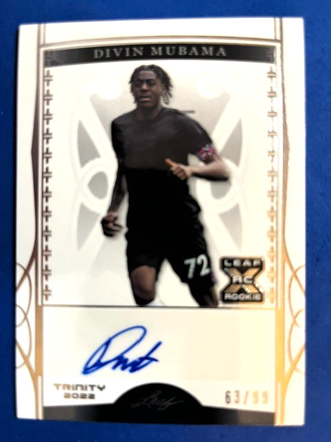 Divin Mubama 2022 Leaf Trinity Silver /99 AUTO XRC - West Ham United