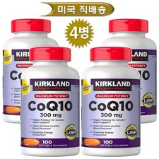  4  Kirkland Signature CoQ10 300mg 100 Softgels  X 4 bottles