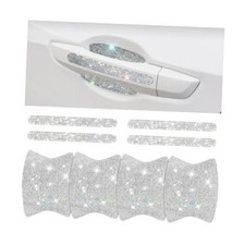 8PCS Bling Car Door Handle Protector, Crystal Rhinestone Vehicle Door White