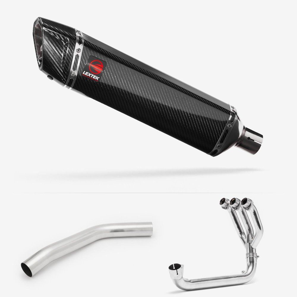 Lextek SP7C Carbon Fibre Exhaust System 400mm for Triumph Tiger 800 (10-21)
