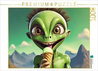 CALVENDO Puzzle Ein ganz normales Alien isst ein Eis | 1000 Teile Lege-Größe 64x