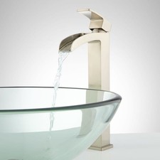 Signature Hardware Stevens Single-Hole Waterfall Vessel Faucet - Brushed Nickel