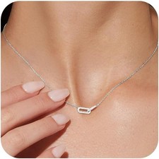 Tewiky Gold Pendant Necklace for Women, Dainty Diamond Simple 14K Gold Plated P