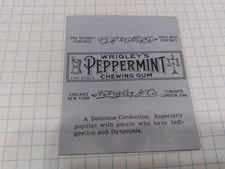 Vtg 1910's American Chewing Gum Wrapper Wrigley's Peppermint