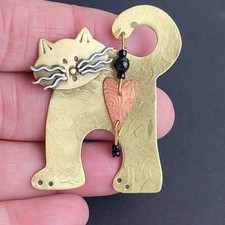 Metal Cat Brooch Multicolor