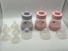 MAM Baby Bottles Easy Start Anti-Colic 5 Oz. Set Of 3; Size 0  x5 Sz 1 Nipples 