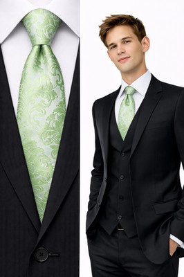 Twill Herren Krawatte Damast Satin grün formell Sommer Hochzeit Designer Blumen Geschenk UK