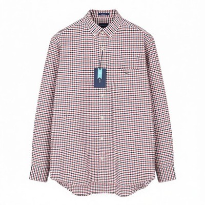 GANT Oxford Tattersall Herren Hemd L Reitsport rot Button-Down Pocket Shirt *
