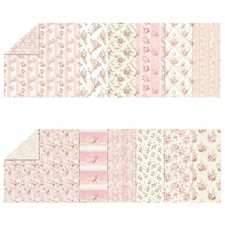 24 Sheets 12x12 Inch Retro Pink Floral Scrapbook Paper DualSided Craft