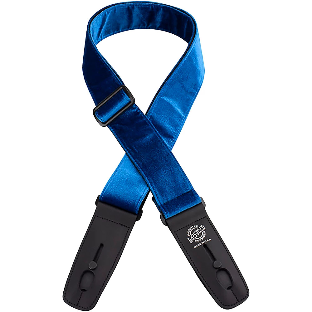 Ремешки Lock-It 2 из черного мятого бархата с технологией фиксации Гитарный ремешок синего цвета 5590₽