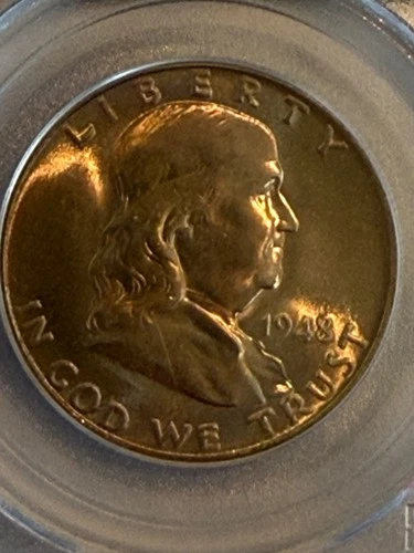 1948 PCGS MS65 FBL Franklin Half Dollar nice toning
