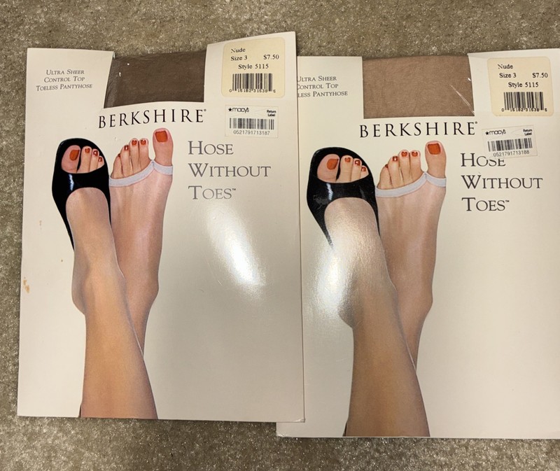 2 pair Berkshire Hose Without Toes pantyhose size 3 Natural Tan toeless 5115