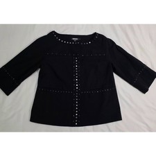 90s Black Wool DKNY studded 3/4 sleeve blazer 2