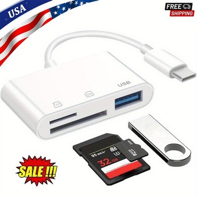 USB-C SD/TF Card Reader For iPhone 16 iPad Mac Laptop, High-Speed Data Transfer 