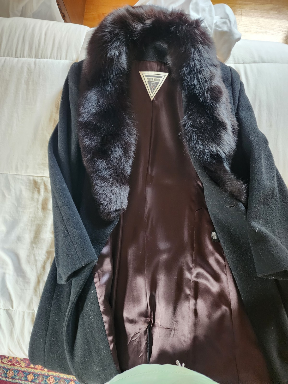 Marvin Richards lambswool fox fur collar overcoat. - Gem