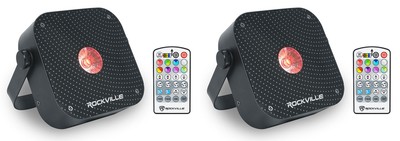 (2) Rockville MINI RF1 V3 Black Bright DJ/Party LED Wash Up Lights+RF Remote+APP
