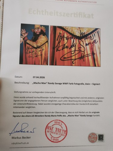Macho Man Randy Savage Original Autogramm 10x15 WWF Zertifikat 1992 Signatur - Afbeelding 4 van 9