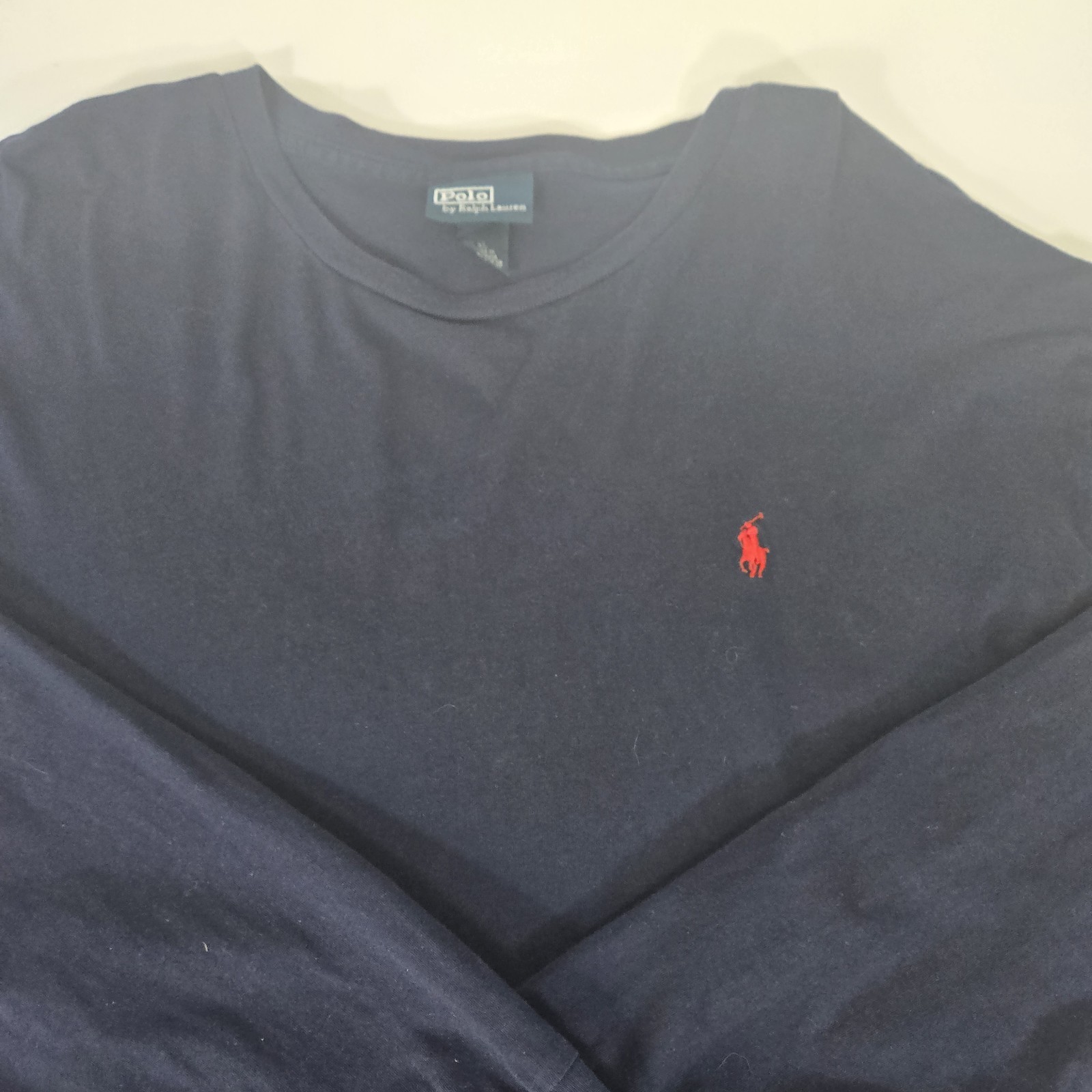 Polo Ralph Lauren uomo XL manica lunga TShirt blu navy preppy logo pony