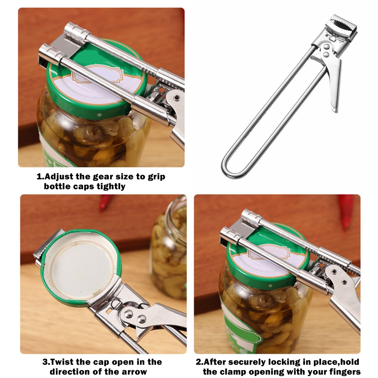 1 Counts Jar Opener for Weak Hands, Multifunctional Adjustable Can Opener, Stain