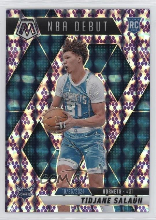 2024 Mosaic NBA Debut Purple Snakeskin Prizm 22/24 Tidjane Salaun Rookie RC 0xh3