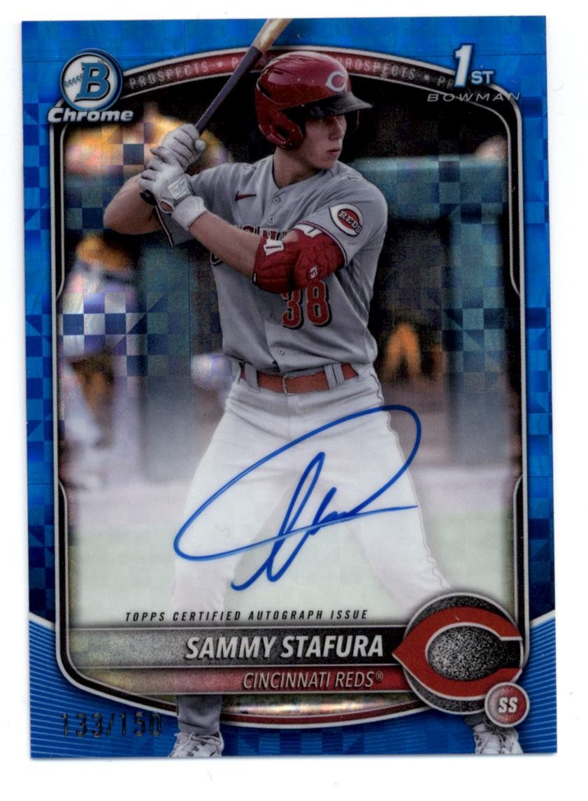 2025 Bowman Chrome Prospect Autographs Blue X-Fractor Sammy Stafura 1st 133/150
