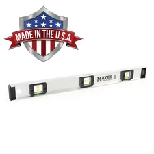 Mayes 24" Aluminum I-Beam Level, 3 Vials, 10112, Made in USA