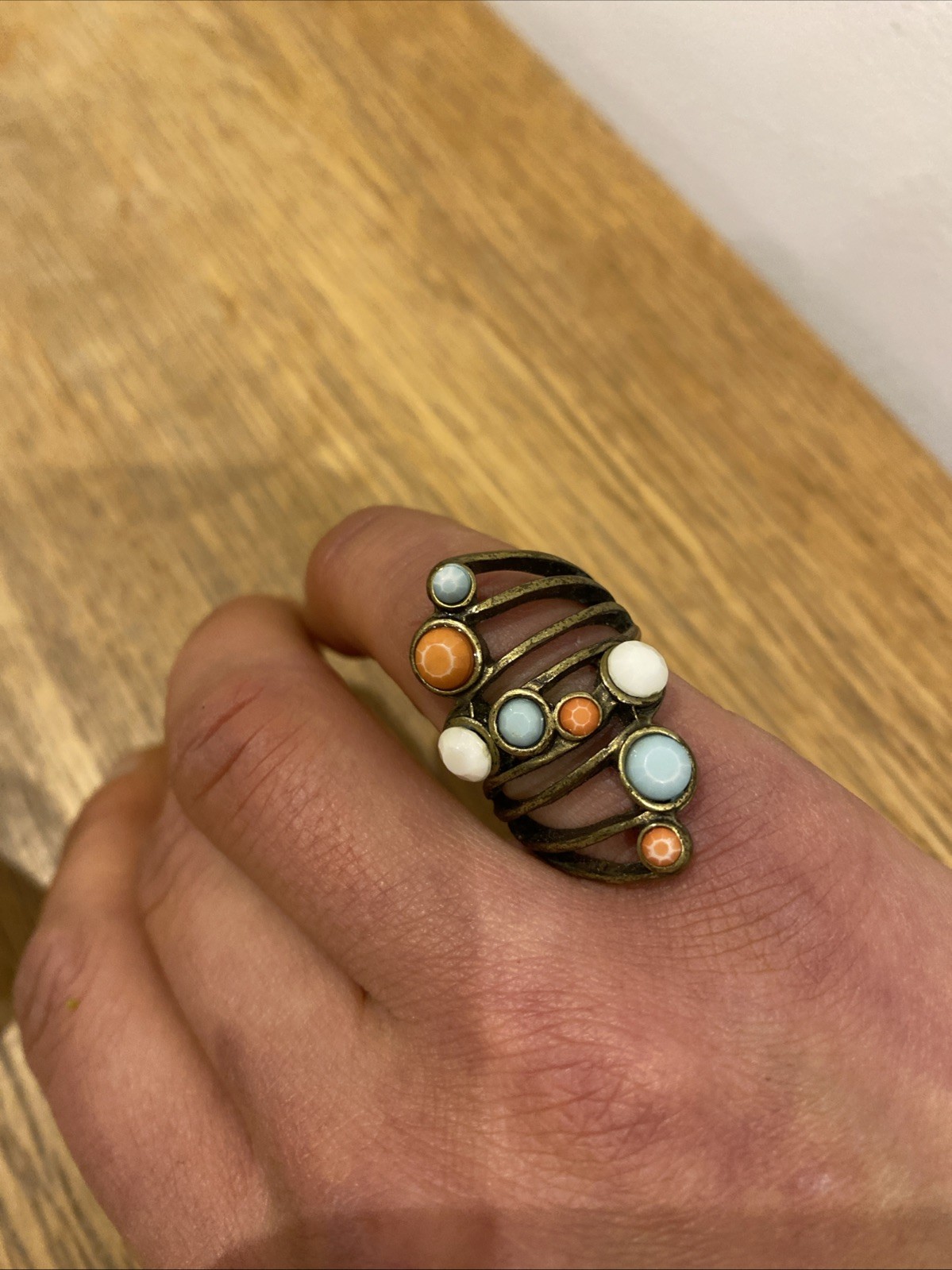 Abstract Wrap-Around Statement Ring – Bronze/Bras… - image 5