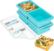 Silicone Freezer Tray with Lid-Soup Freezer Container Molds-2-Cup Extra Large Ic