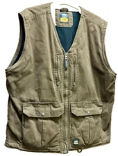 Berne Workwear Concealed Carry CCW Cotton Duck Canvas Vest Fleece Lined Sz 2XL