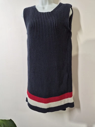Abito Thom Browne Navy maglia grossa oro con bottoni ancora taglia 36