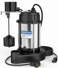 AQUASTRONG SES050V 1/2 HP Submersible Sump Pump Stainless Steel, 3830 GPH – OB
