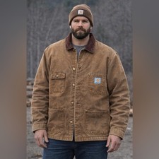 Vintage Carhartt Blanket-Lined Chore Coat  Distressed Workwear  Big  Tall Fit