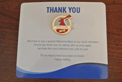 Carnival VIFP Club 2016 Gold Member Collectors Pin VIP Cruise Ship Lapel Hat New