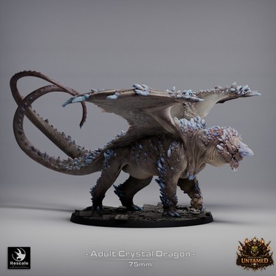Crystal Dragon Large D&D Miniature | Gem Dragon Fantasy Figure | Resin 3D Printe