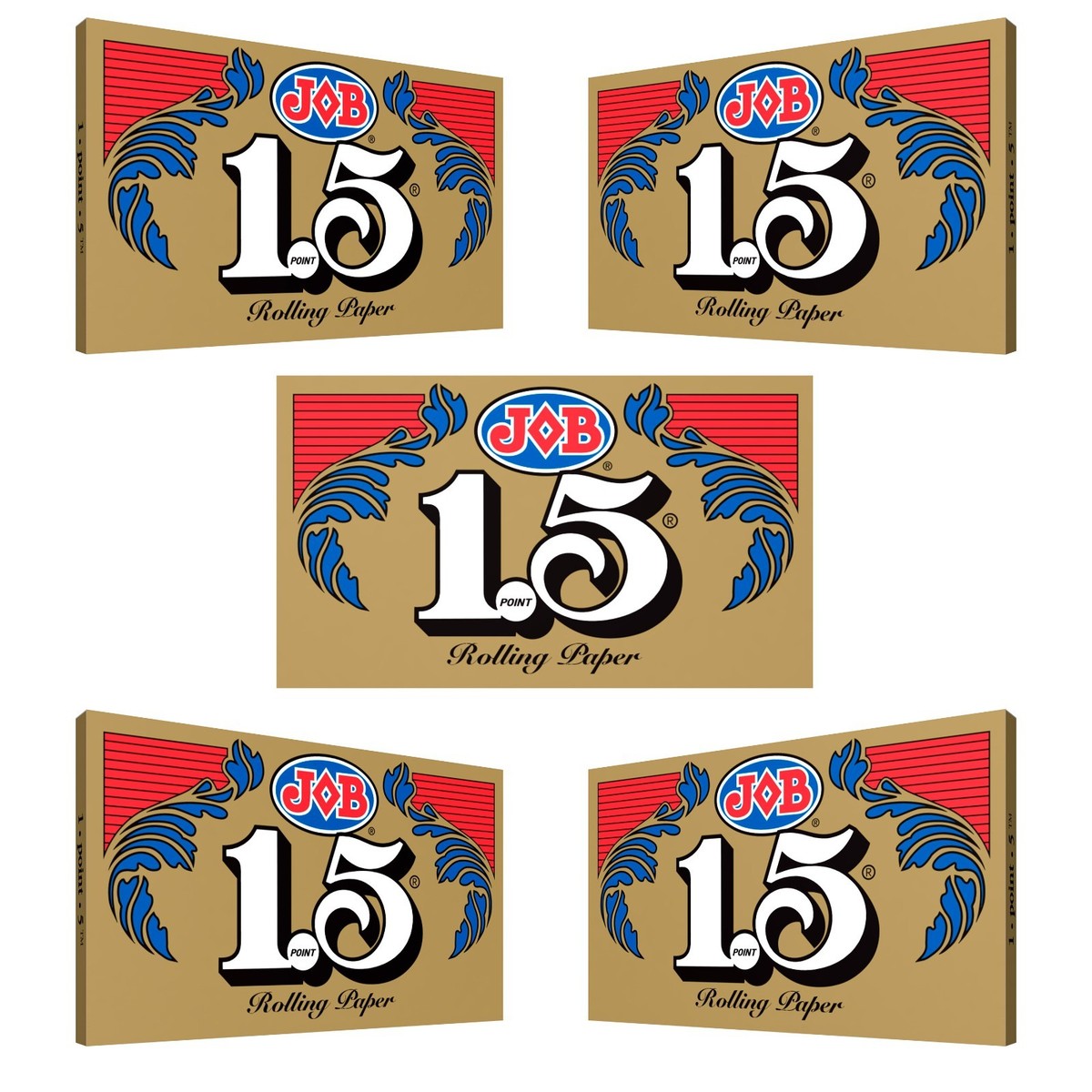 job cigarette JOB Gold 1.5 Rolling Paper 1 1/2 Size Classic Cigarette Papers (5  Booklets!)