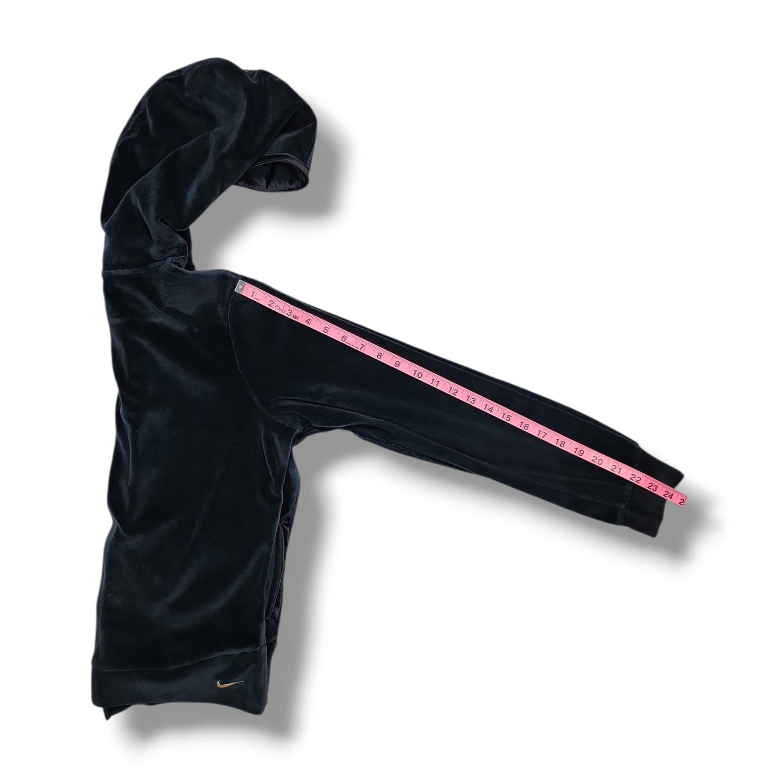 Vintage Nike Zip-Up Velvet Black With Gold Accents Hoodie Women's M thumbnail 5