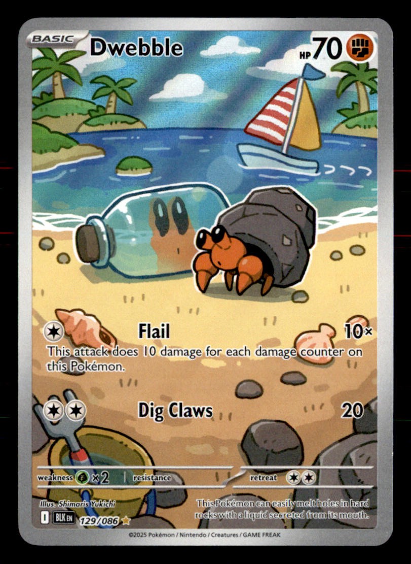 Dwebble 129/086 Holo Illustration Rare Black Bolt Pokemon Near Mint