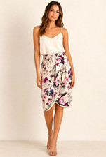 Amour Vert Bernetta Floral Silk Wrap Skirt Size S Made in USA