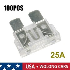 100Pcs 25 Amp ATC/ATO Standard Regular Fuse Blade 25A for Car Truck Boat Marine