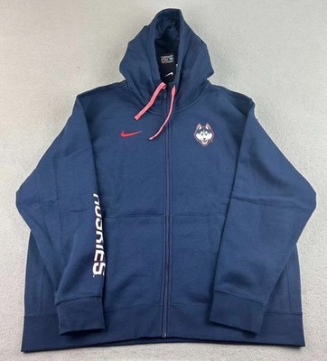 Nike UCONN Huskies Hoodie Mens XXL Blue Full Zip NCAA Hooded Sweatshirt NWT