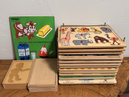 Lot of 15 Preschool Wooden Puzzles Melissa & Doug, Playskool, Castle Toy Vintage