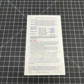 Atari 2600  Squeeze Box Game and Manual