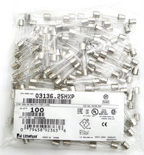 Bag of 100 Littelfuse 3AG 250 Volt 6-1/4 Amp Glass Fuses Slow Blow 1/4" x 1-1/4"