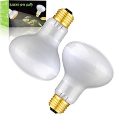 2 Pack 75W Reptile UVA Infrared Basking Spot Lamp, Sun Glow Daylight White