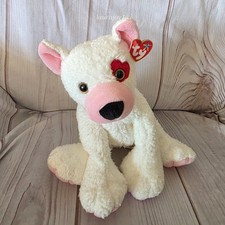 TY Beanie Buddies Cupid Terrier Dog Plush Toy White Pink Valentines 10 Inch 2003