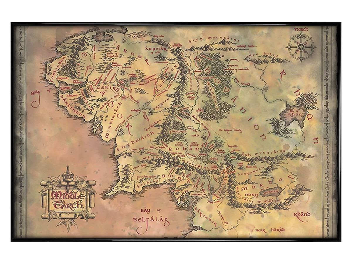 Gloss Black Framed Lord of the Rings Middle Earth Maxi Poster