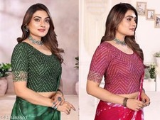 2 Stretchable Blouse For Women Crop Top Saree Choli Readymade Blouse Floral