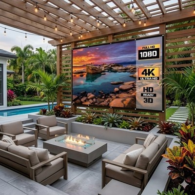120'' Portable Projector Screen, 16:9 HD Outdoor Movie & Home Theater Screen